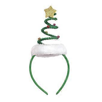 Christmas Spiral Tree Headband with Bells Star Pom Pom, Adjustable Hair Hoop,New 2026