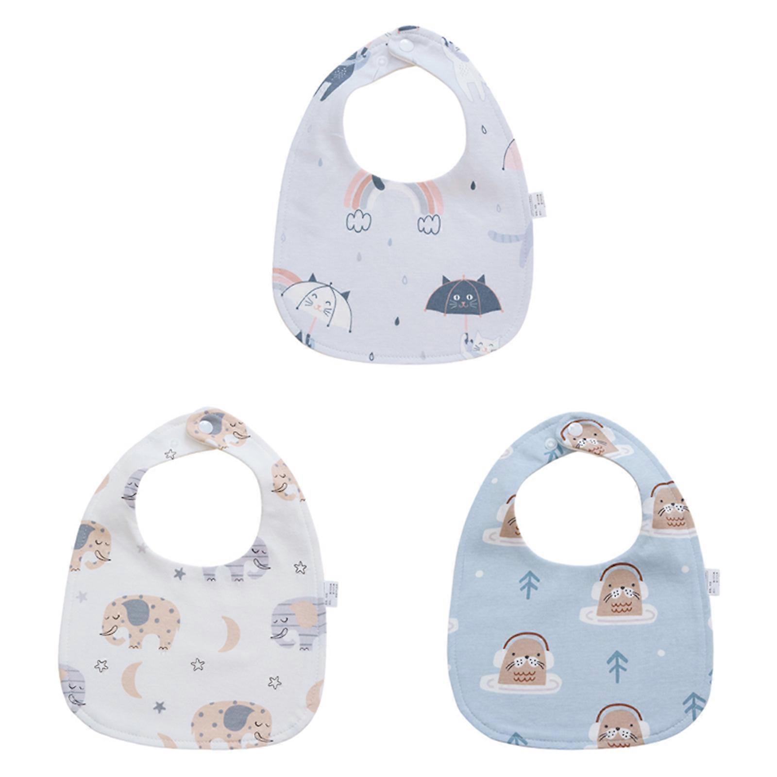 Soft Absorbent Cotton Bibs 3Pcs Pack