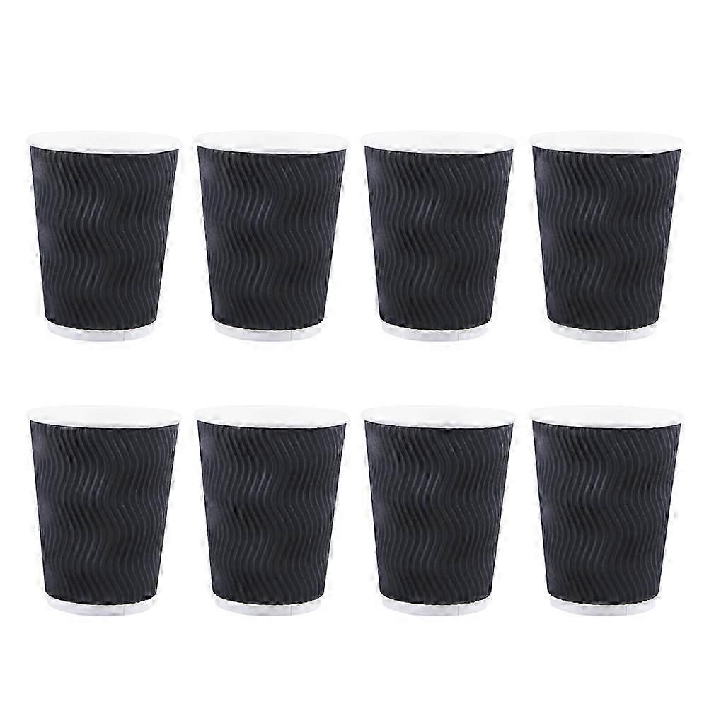 Coffee Paper Cups Disposable compatible with Insulation with 50Pcs Black Takeaway Threaded