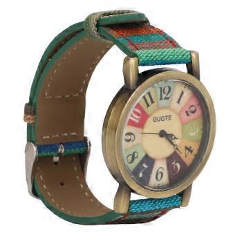 Reloj hippie multicolor estilo bohemio latón PU cuero botón batería reloj de mujer para fiesta de cumpleaños regalo azul