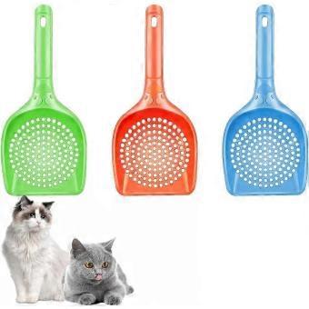 3-Pack Cat Litter Scoops with Comfortable Rubber Grip, Long Handle for Pets