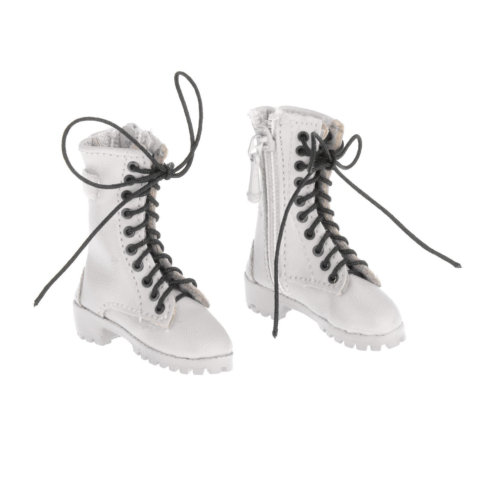 Fatti a mano 1/6 Scala Zipper Stivali di Pelle per 12 "Figura Body Model Moda bianco