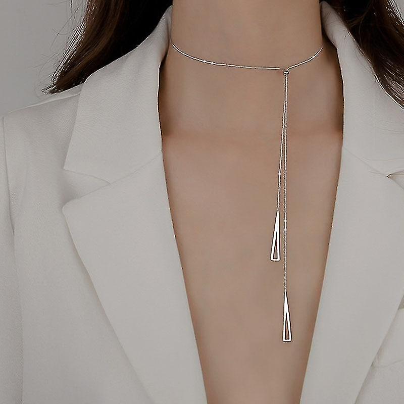 Geometric Triangle- Adjustable Clavicle Chain Necklace