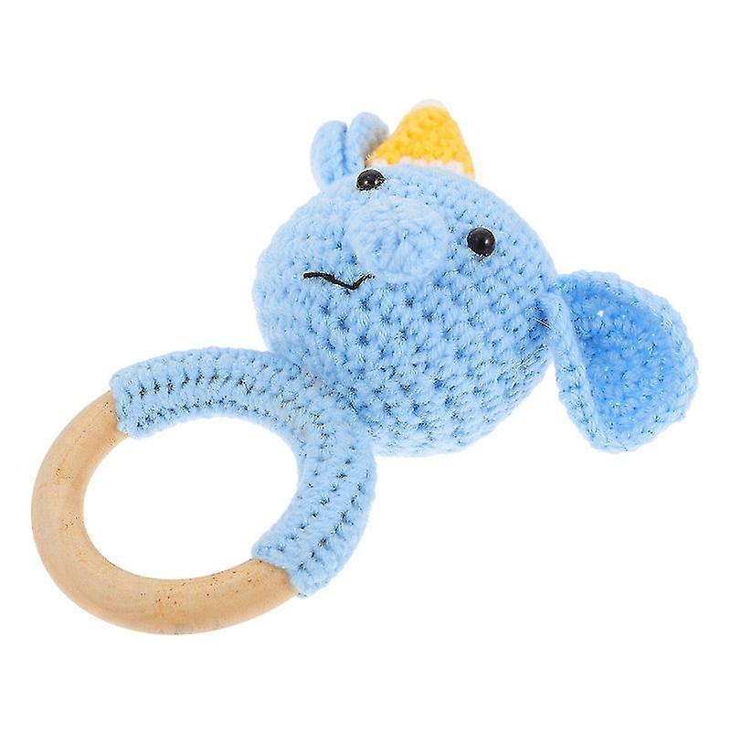 14X8cm Blue Rattles Animal Shape Baby Rattle Toy Educational Plaything Rattle Plush Doll Toy