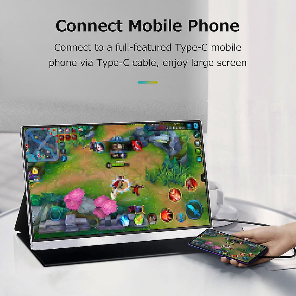 15.6 Inch Portable Monitor Ips Screen 3840*2160 Resolution 170° Viewing Angle 60hz Refresh Rate Wide Compatibility Silver