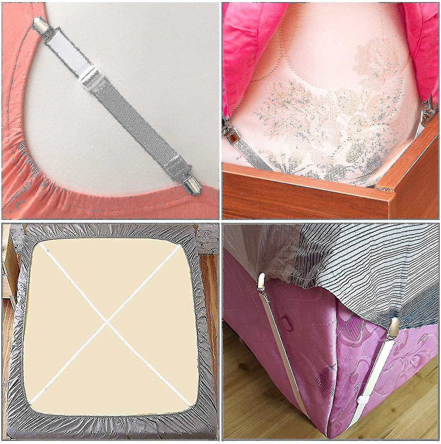Tendeur de drap réglable, 8 pièces, élastique, blanc