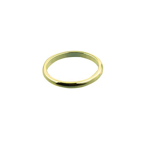 18ct Gold 2mm plain D shaped Wedding Ring Size P