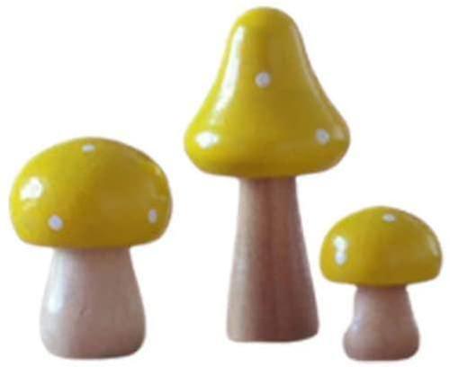 3pcs Mushrooms Miniature Figurines Mini Wooden Mushrooms Fairy Garden Accessories Flower Pots Micro
