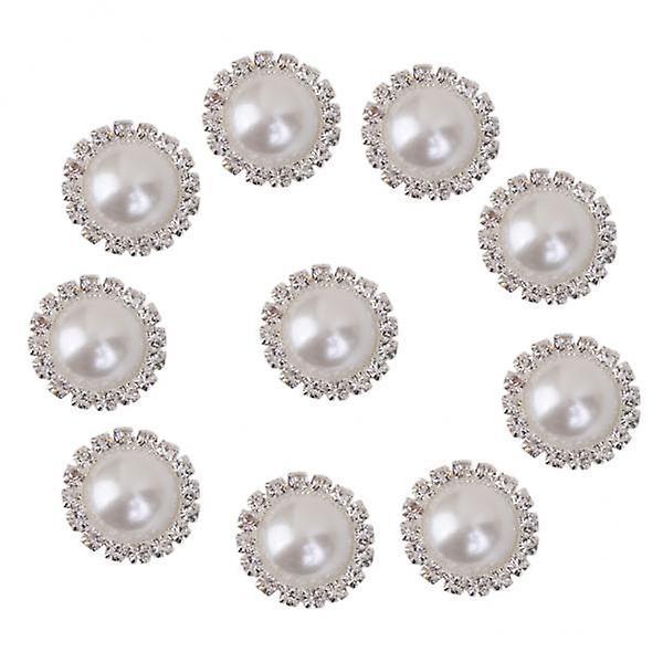 55x10pcs Crystal Faux Pearl Buttons Shank Decoration DIY Craft 21mm White