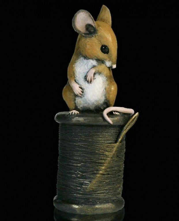 Mouse On Cotton Reel Sculptures & Statues