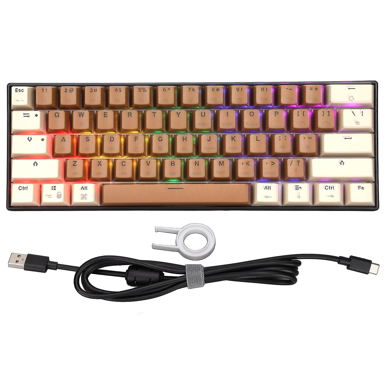 61 Keys Mechanical Keyboard Color Mixing Quick Response Wired Keyboard For Windows For Android For Iosblack Switch