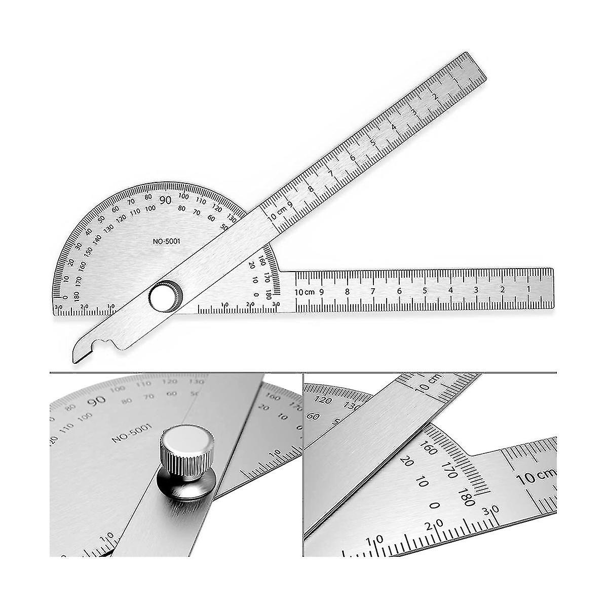 0-180 Degrees Two Arm Protractor, Adjustable Angle Protractor Woodworking Ruler Angle Measure Tool(