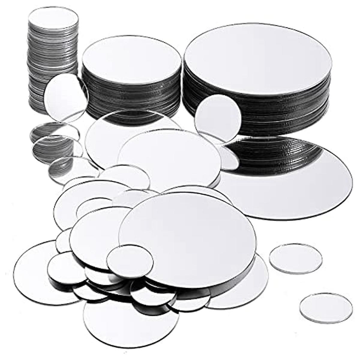 100 Pieces Mini Size Round Mirror Small Round Mirror Adhesive Mirror Round Craft Mirror Tiles for C