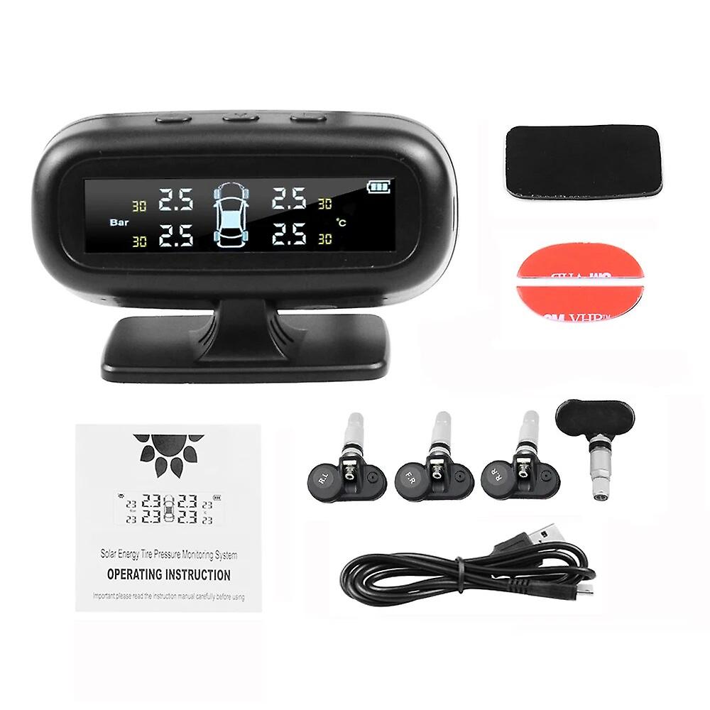 Sistema di monitoraggio della pressione dei pneumatici per auto Tpms intelligente Display Lcd digitale solare Sensore per pneumatici con allarme di sicurezza interno esterno a 4 ruote