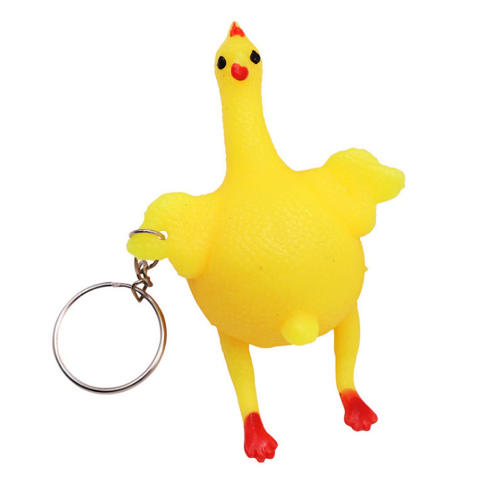 Decompression Chickens Toy Squeezing Laying Egg Keychain Keyrings Stress Relieve Toys