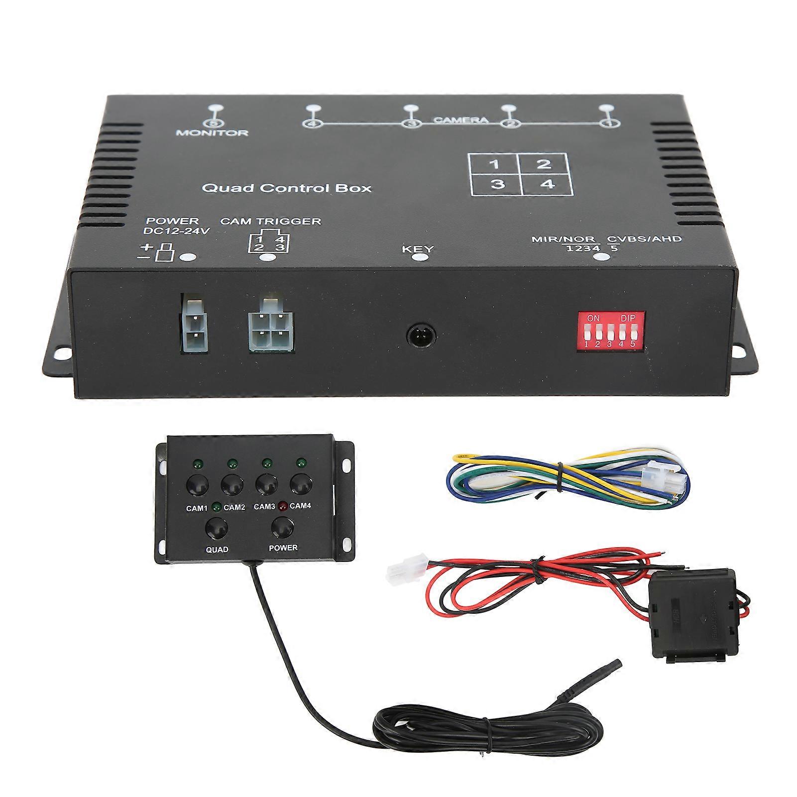 4 Channel 1080P AHD DC12V 24V Video Splitter Video Screen Switcher for Camera RV Truck Bus Trailer