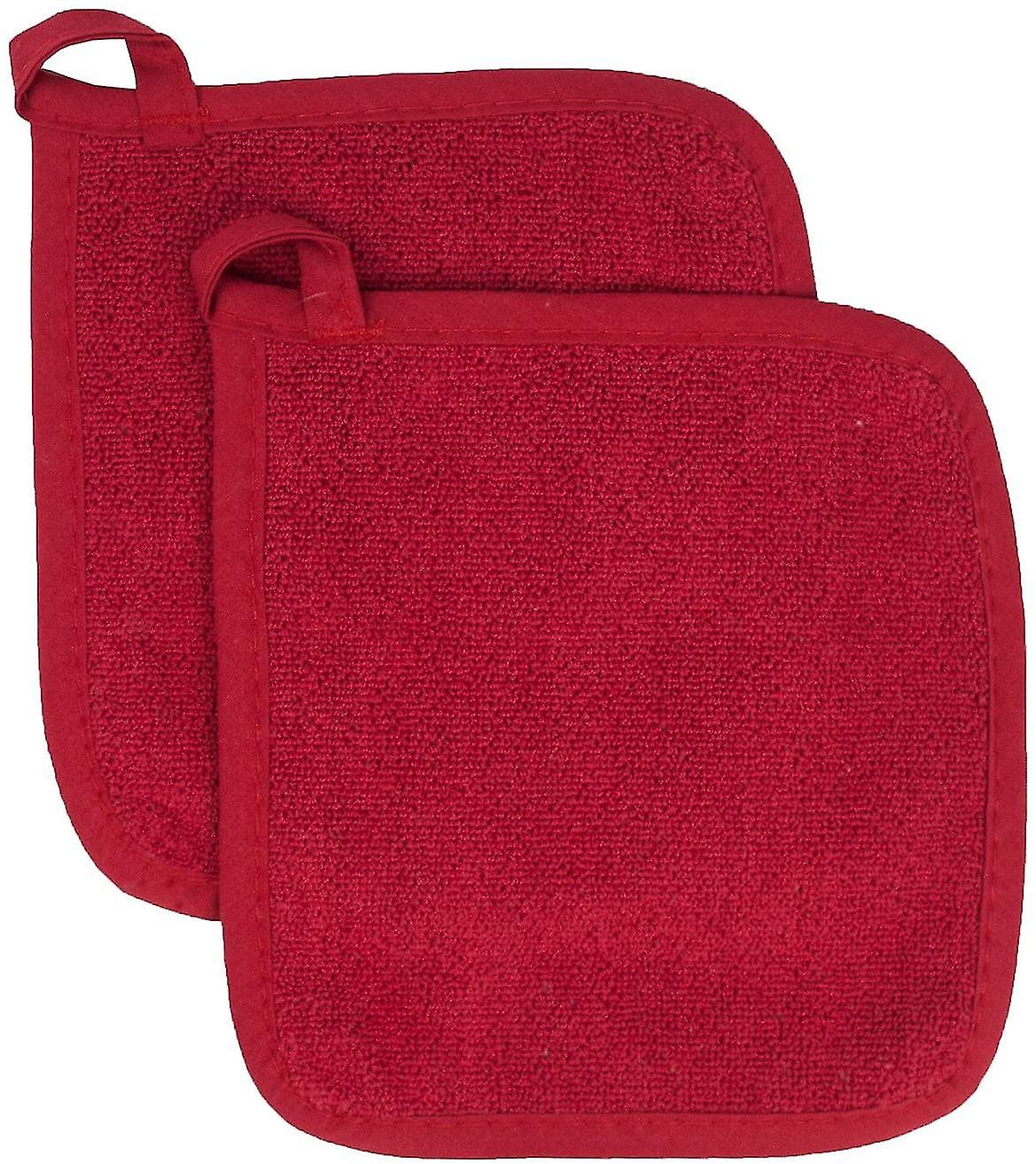 Cotton Terry Cloth Pot Holder Set, Kitchen Hot Pad, 2-packblack