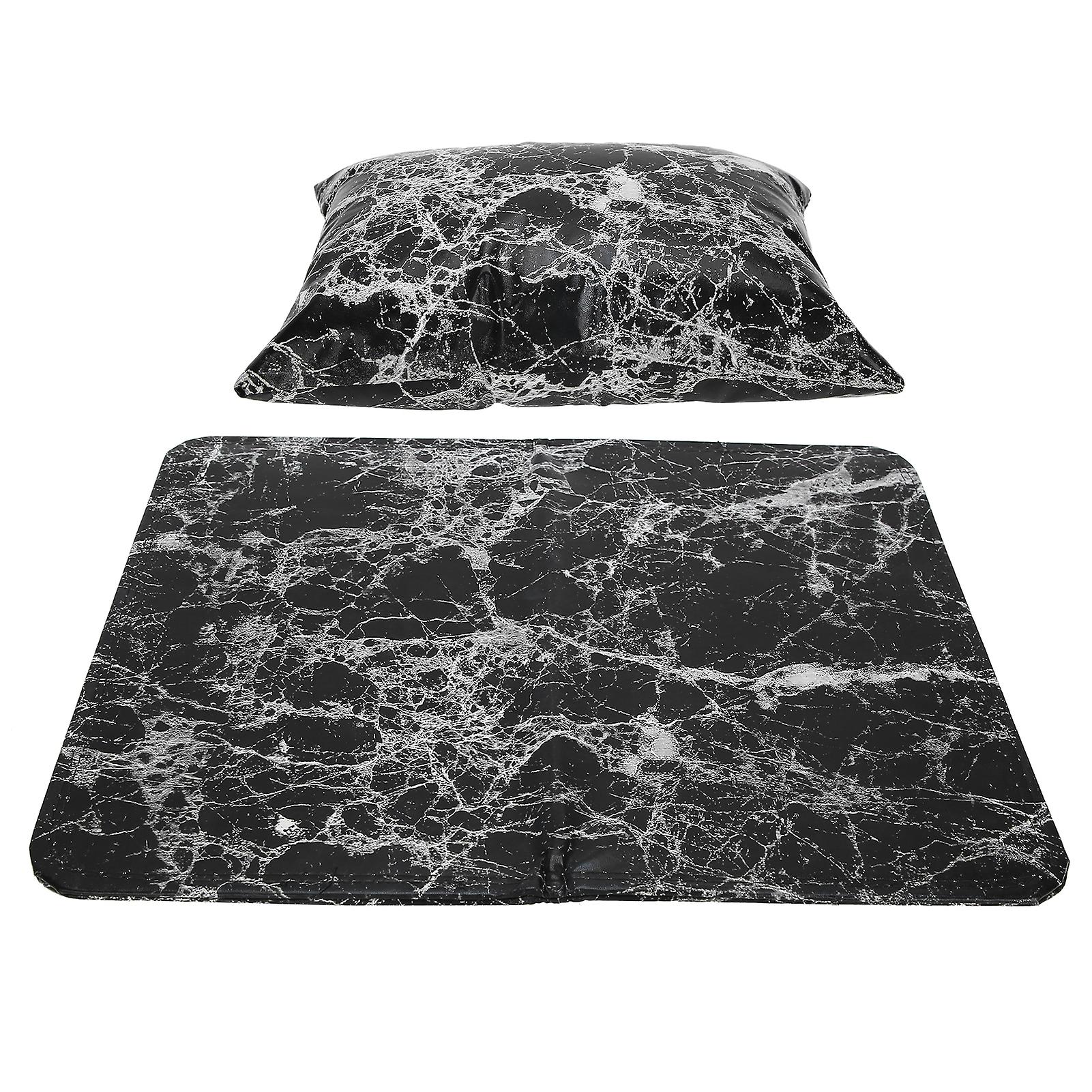 Foldable and Washable PU Leather Nail Art Hand Rest Cushion Marble Effect Black