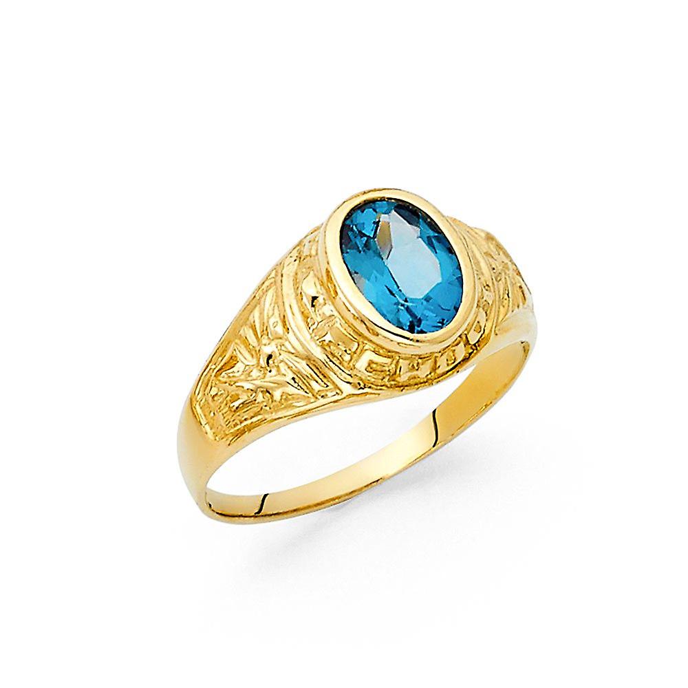14k Yellow Gold Cubic Zirconia Mens Ring Size 10-Ring for Men - 4.1 Grams