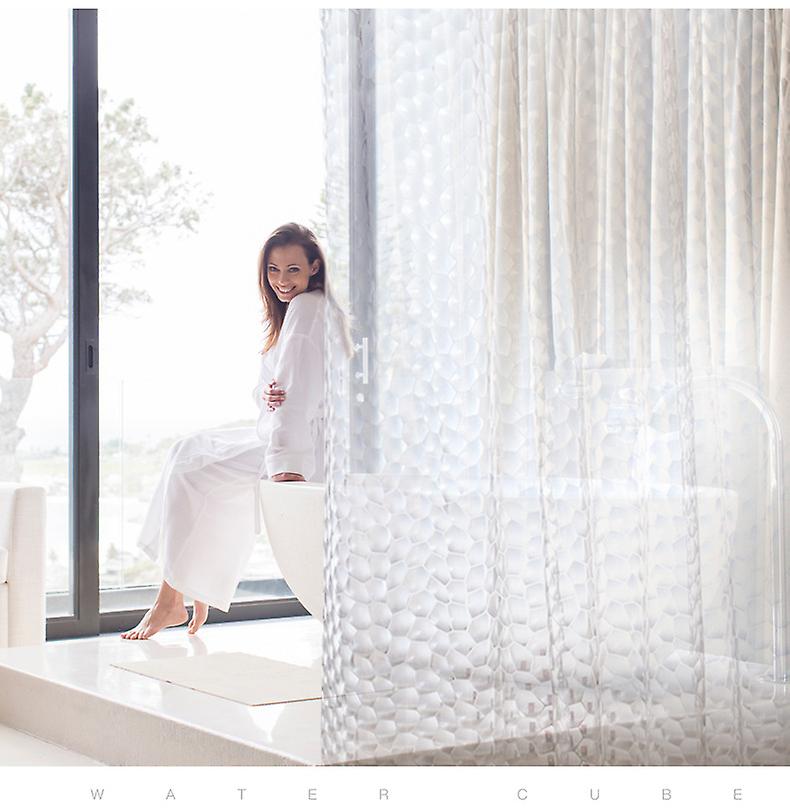 180*200cm transparent bath curtain, 3D geometric pattern