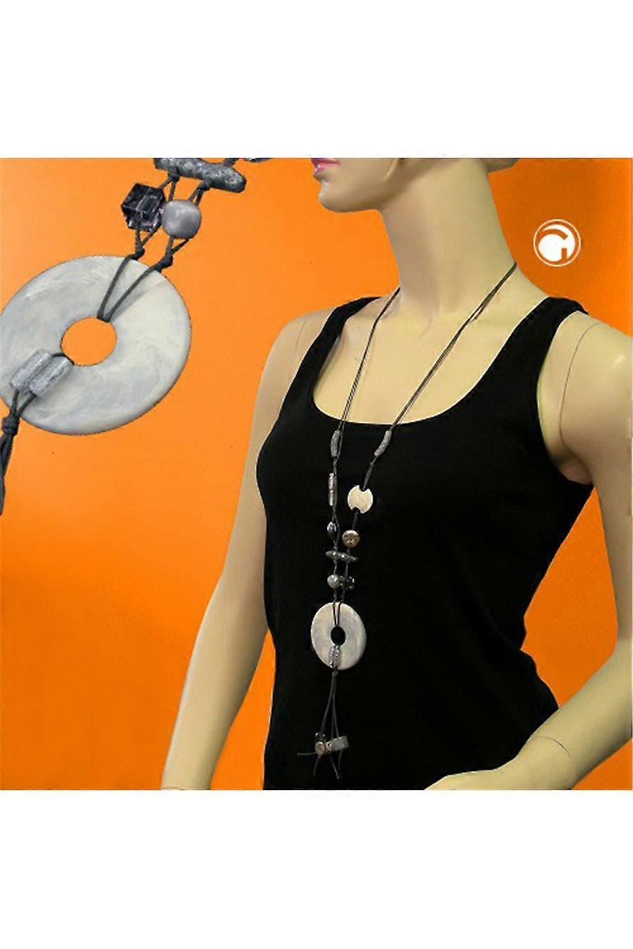 Necklace Grey-brown Beads - Gl00246