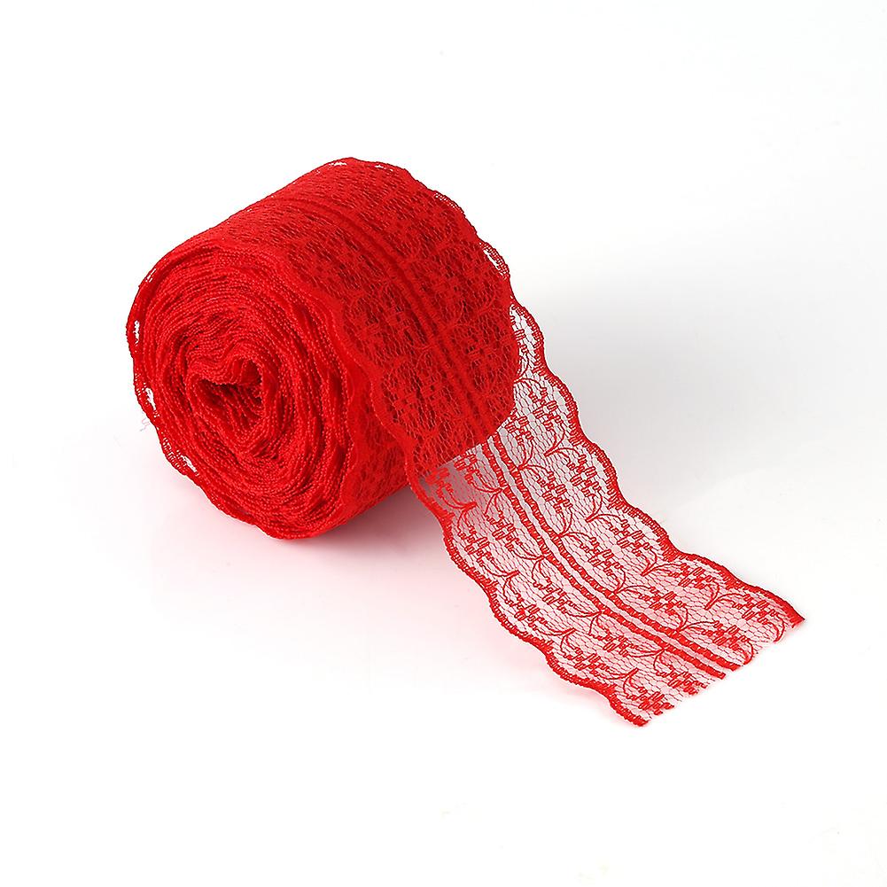 10m 4.5cm Width Decorative Lace Ribbon Roll for Wedding Birthday Christmas (Red)
