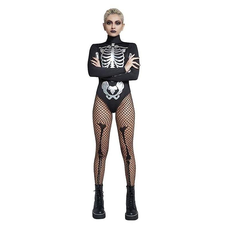 Fever Skeleton Costume Black & White 52184l