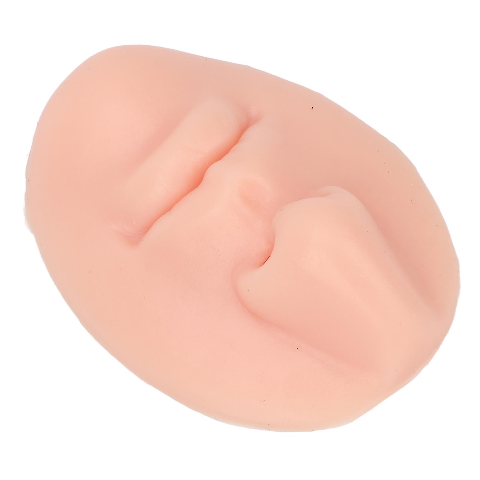 3pcs Silicone Nose Model with Mouth Soft Elastic Reusable Piercing Nose Model for Piercing Light Skin Color 