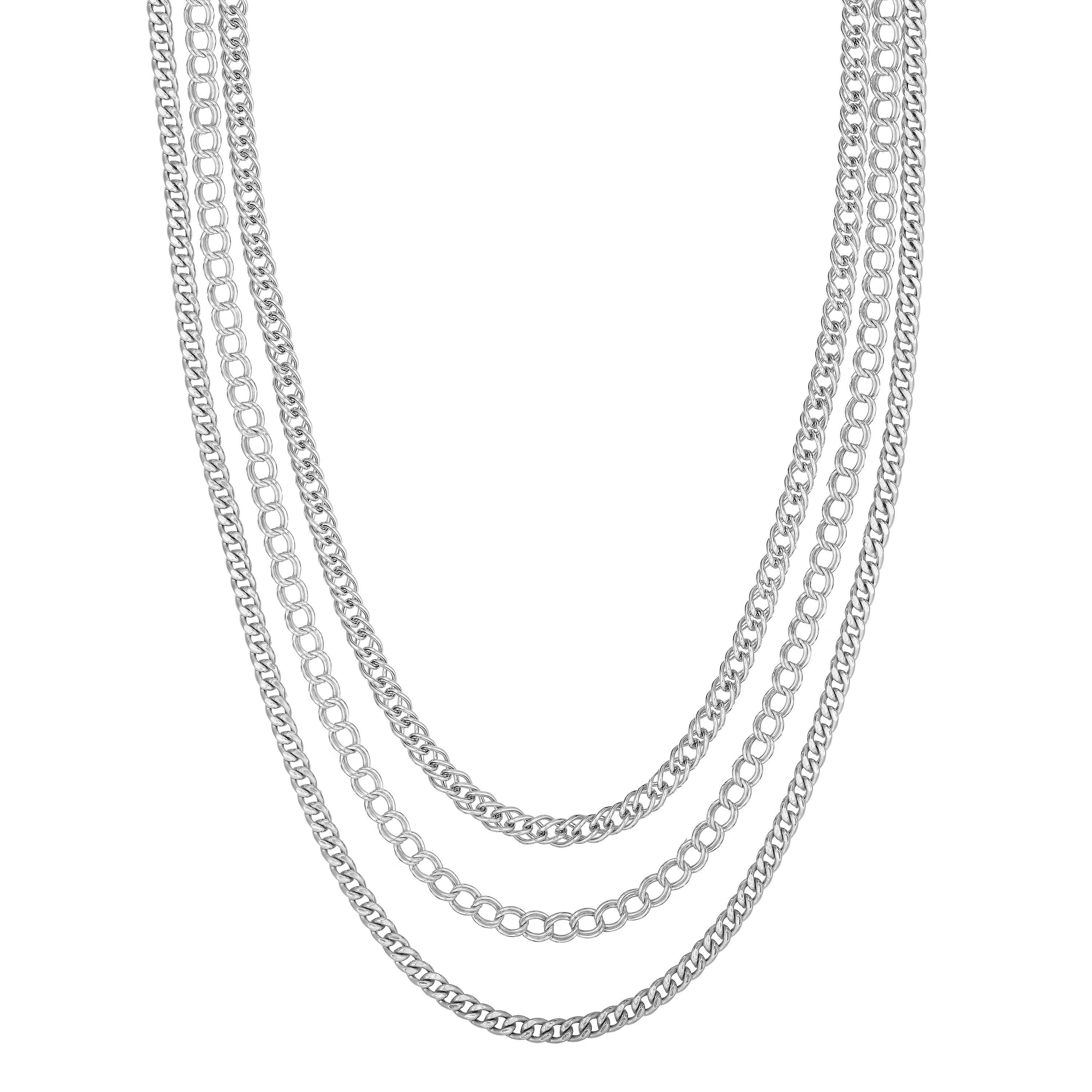 Sterling Silver Multi Strand Fancy Necklace, 18"