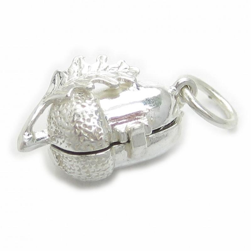 Acorn With Squirrel Inside Sterling Silver Opening Charm .925 X 1 Charms