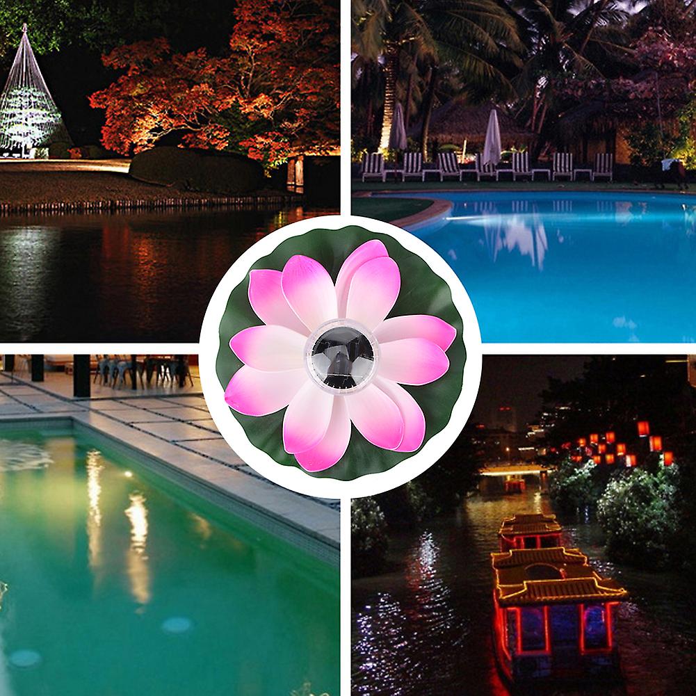 Solar Pond Pool Lights LED Color Changing Lotus Flower Waterproof  Floating LampPink