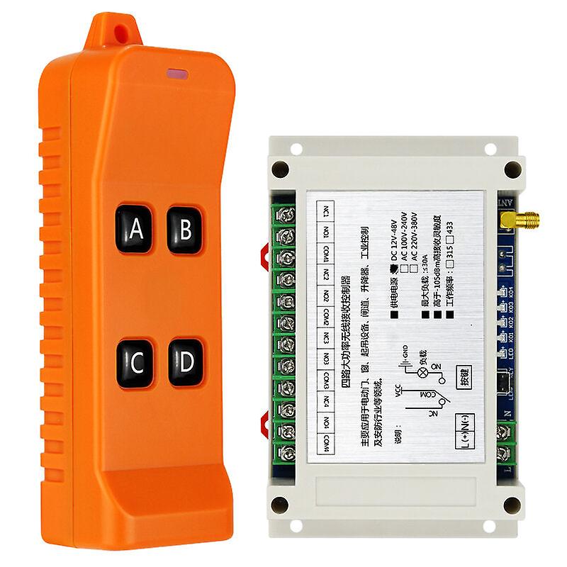 433Mhz Wireless Dc48v Ac220v/380v Water Pump Remote Control Switch Four-way Intelligent Remote Control Switch Lamp Controller