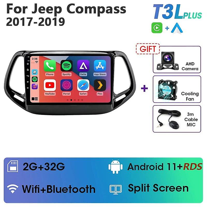 Redkid Jmcq 2 Din Android 12 Autoradio Pour Jeep Boussole 2 Mp 2016 2017 2018 2019 Lecteur Multimédi