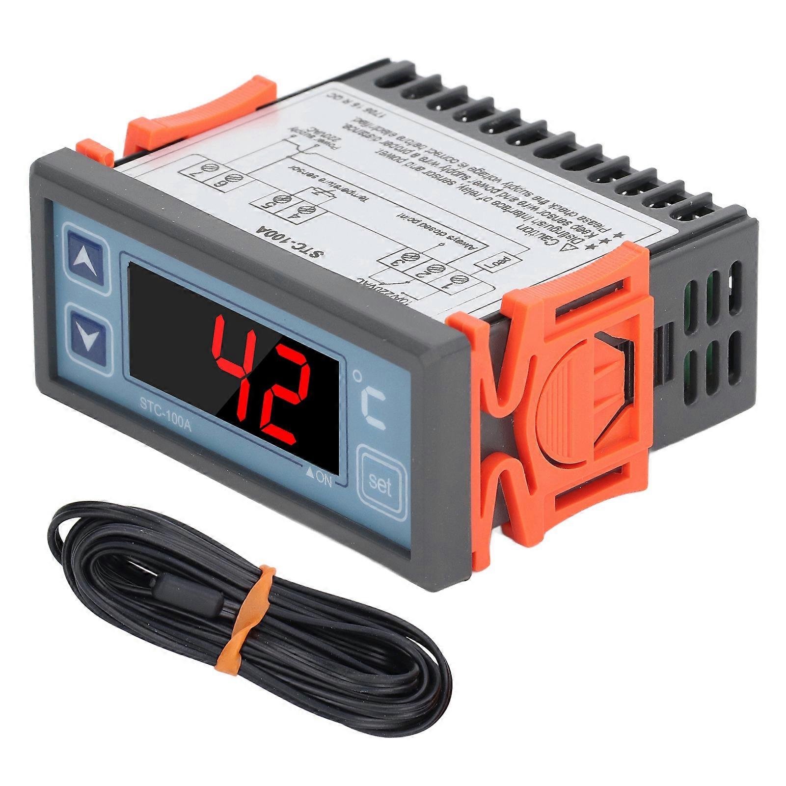 Digital Display Temperature Controller PC Flame Retardant Intelligent Thermostat with High Accuracy Sensor 220VAC