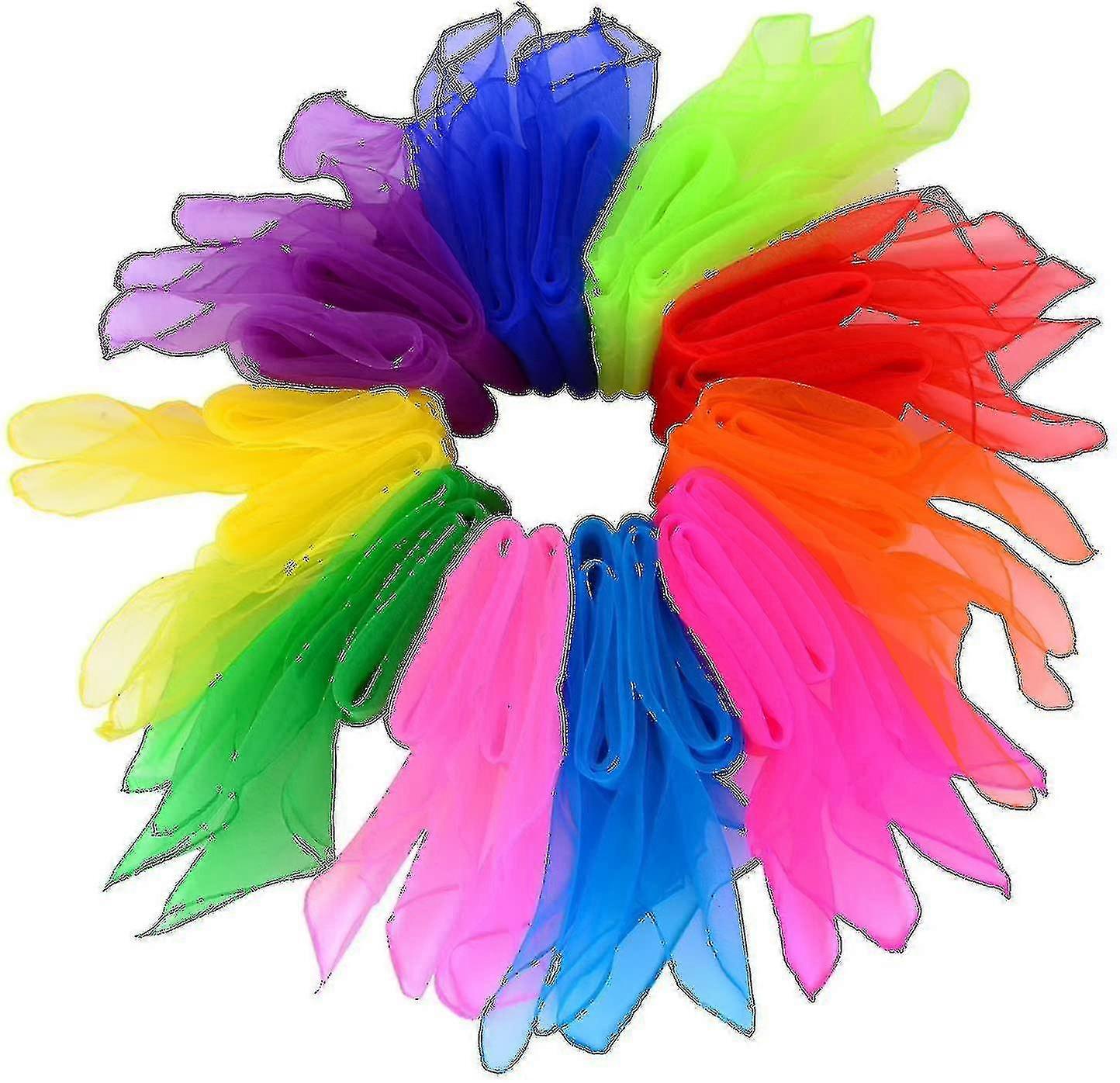 20 pezzi di sciarpe da ballo, sciarpe da giocoleria, sciarpe magiche, sciarpe per banda ritmica, multicolore, quadrate, 24 x 24 pollici