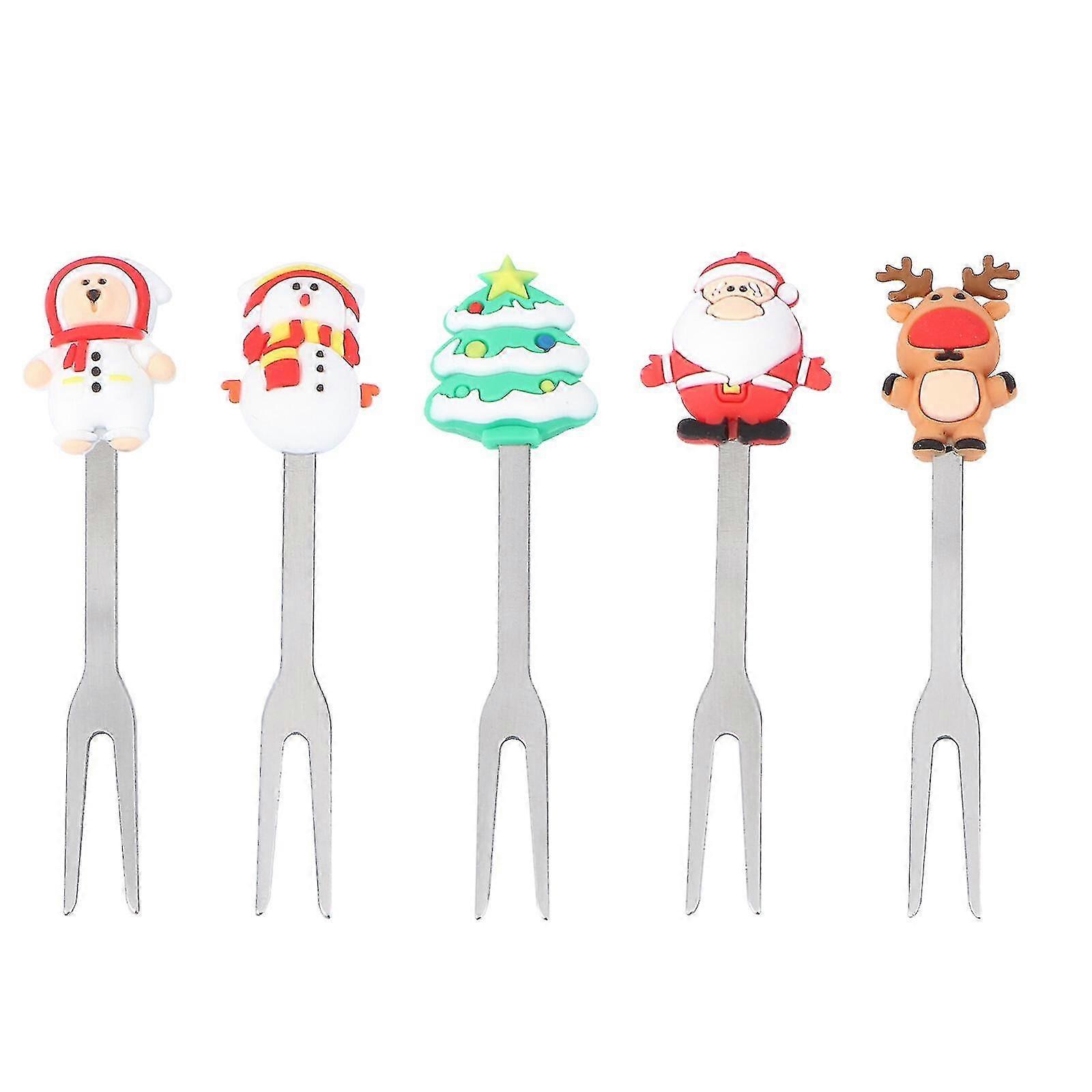 6 Pcs Serving Utensils Stainless Steel Christmas Dessert Forks Salad Forks Dessert Forks Tasting Forks