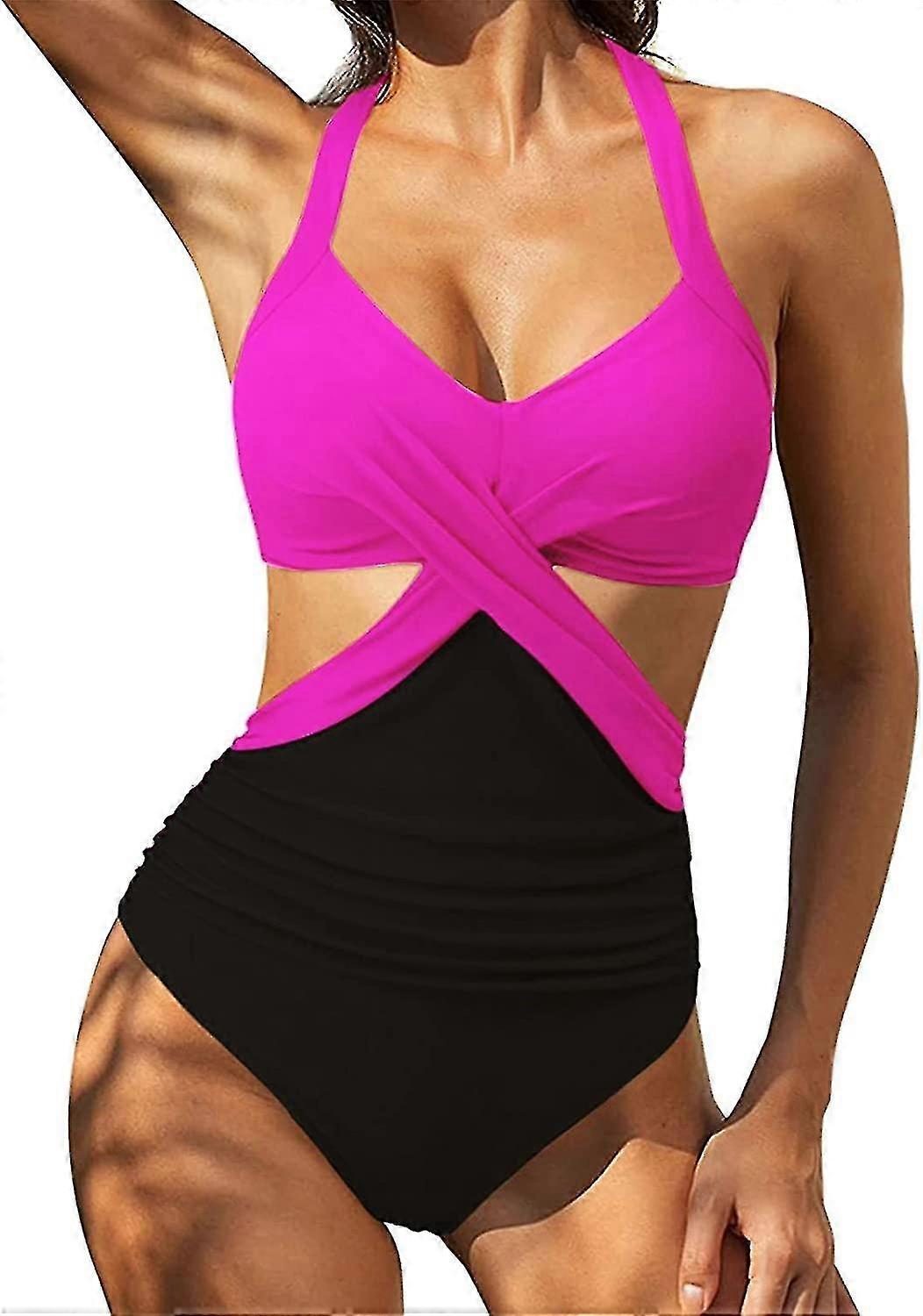 Kadın Tek Parça Mayo Karın Kontrolü V Yaka Criss Çapraz Bikini
