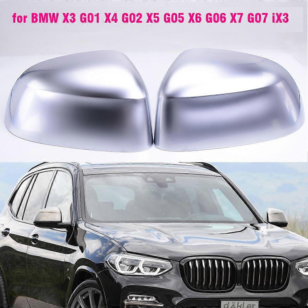 Car Rear View Side Mirror Cover Caps Shell Case Matte Silver for BMW x3 G01 x4 G02 x5 G05 G06 X6 G07 X7 2018-2022 Black Style