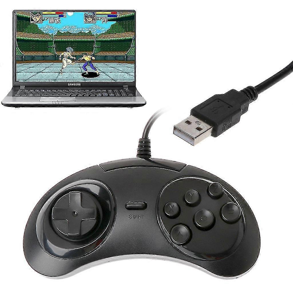Wired Usb Classic Gamepad 6 Buttons Game Controller Joypad Handle For Sega Md2