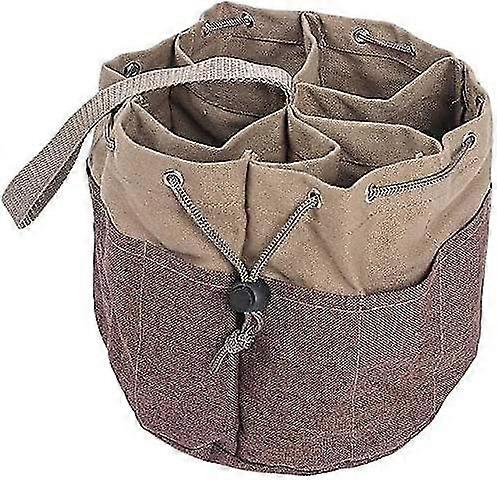 Multi-function Tool Storage Bag,with Multiple Pockets And Side Drawstring,nylon Handle (khaki)