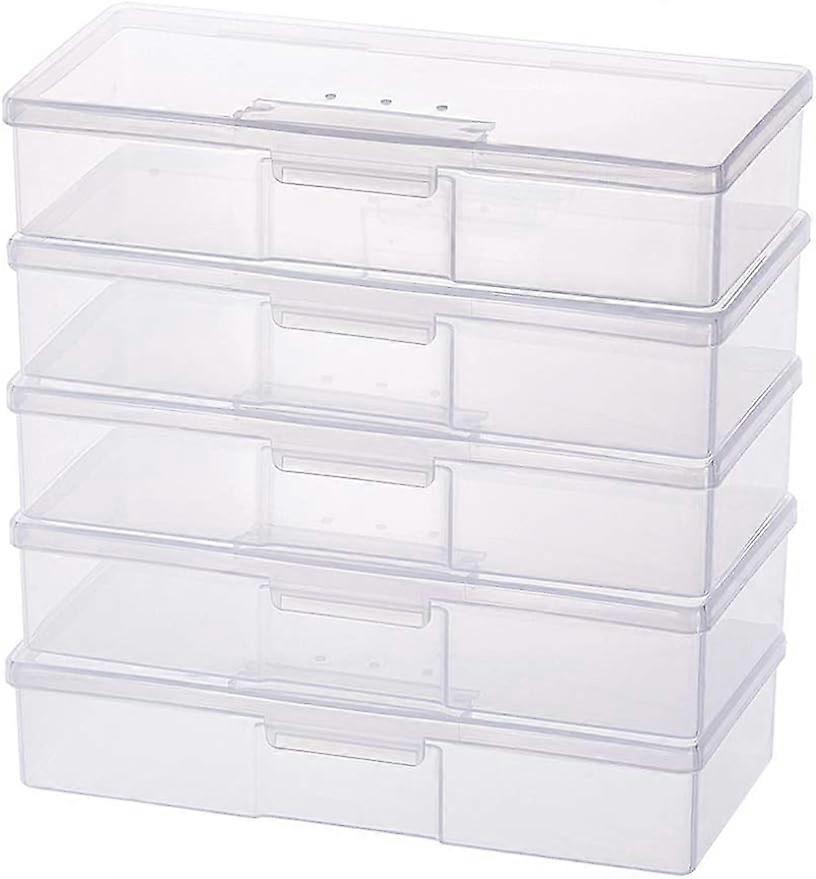 5Packs 7.5x3x1.5 Large Rectangle Plastic Storage Box Container with Air Vent