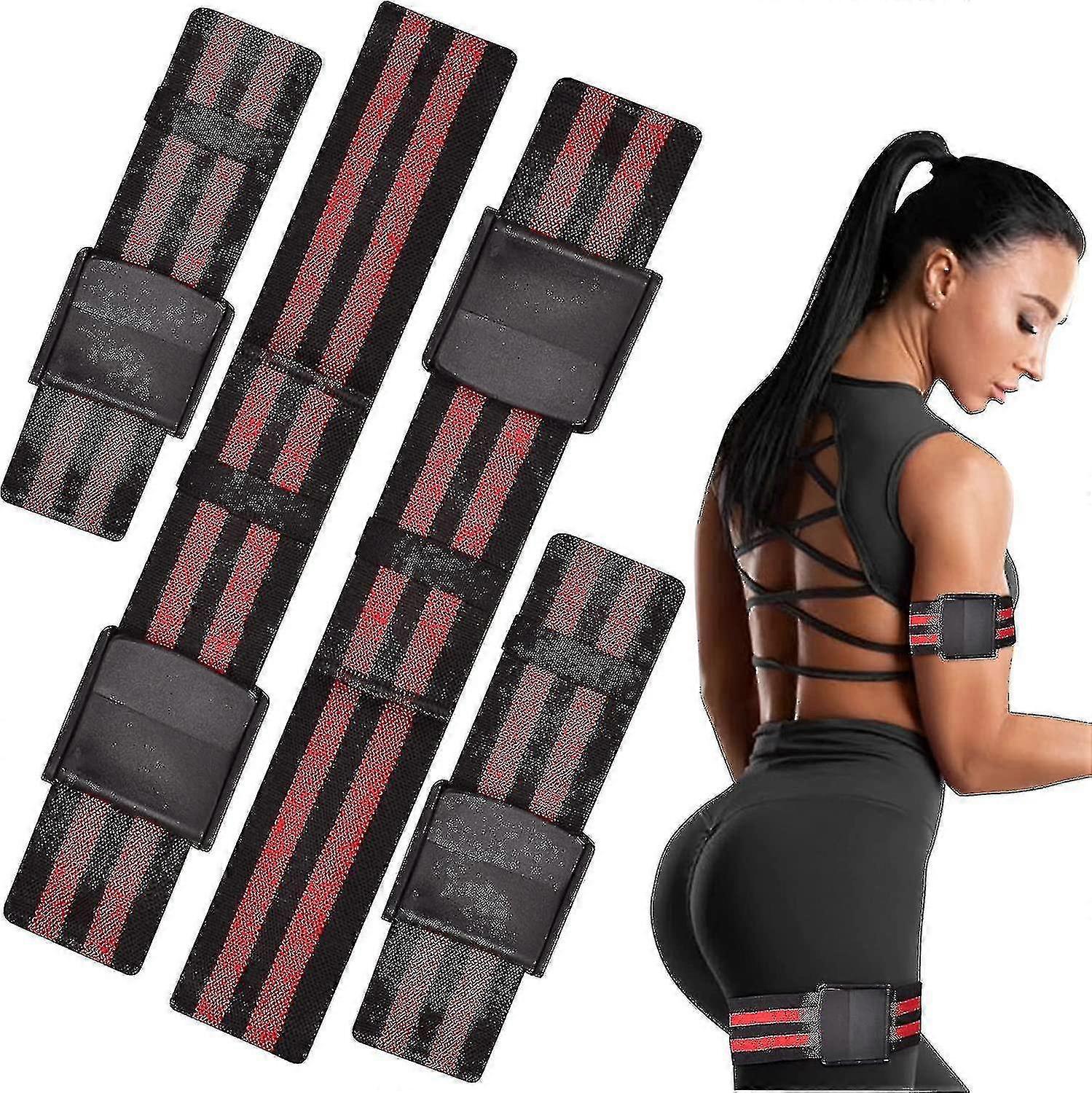 Blood Flow Restriction Workout Bands, Occlusion Training Bands For Glutes, Arms, Legs, Muscle Building & Resistance Exercise - Adjustable Design With-