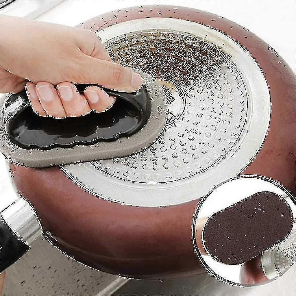 2pcs Emery Sponge Kitchen Pot Brush With Handle, Rust Cleaning Tool Free Shipping