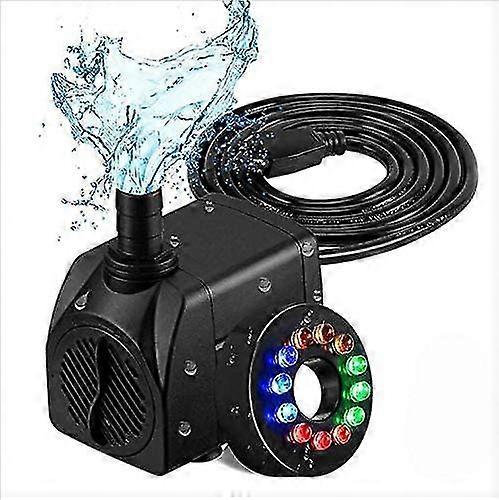 800l/h Electric Water Pump, Submersible Water Pump With 12 Color Led Light, 16w Quiet Small Water Pump For Fountain