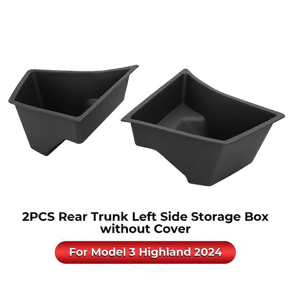 For Tesla Model 3 Highland 2024 Car Rear Trunk Left Right Side Storage Box With Cover Tail Boot Organizer Partition Decoration
