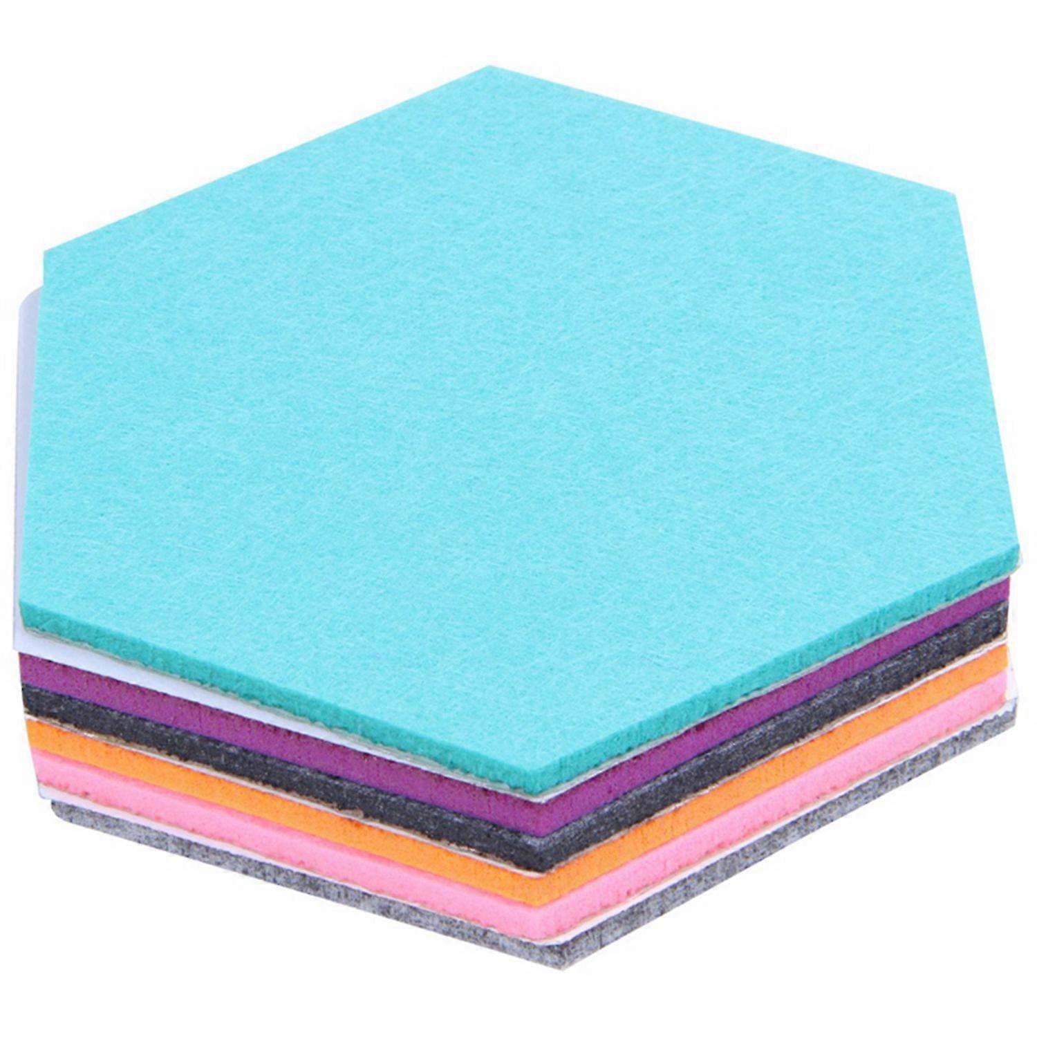 Set Of 6 Hexagon Felt Pin Board Self Adhesive Bulletin Memo Photo Cork Boards Colorful Foam Wall De