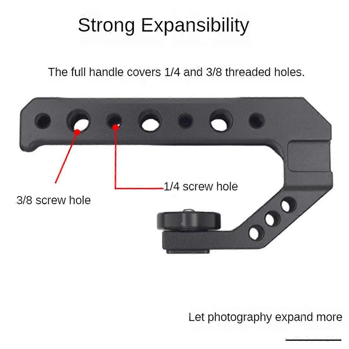 Universal DSLR Camera Rig Top Handle Three Cold Shoe Adapter Mount for LED Light Microphone Metal C