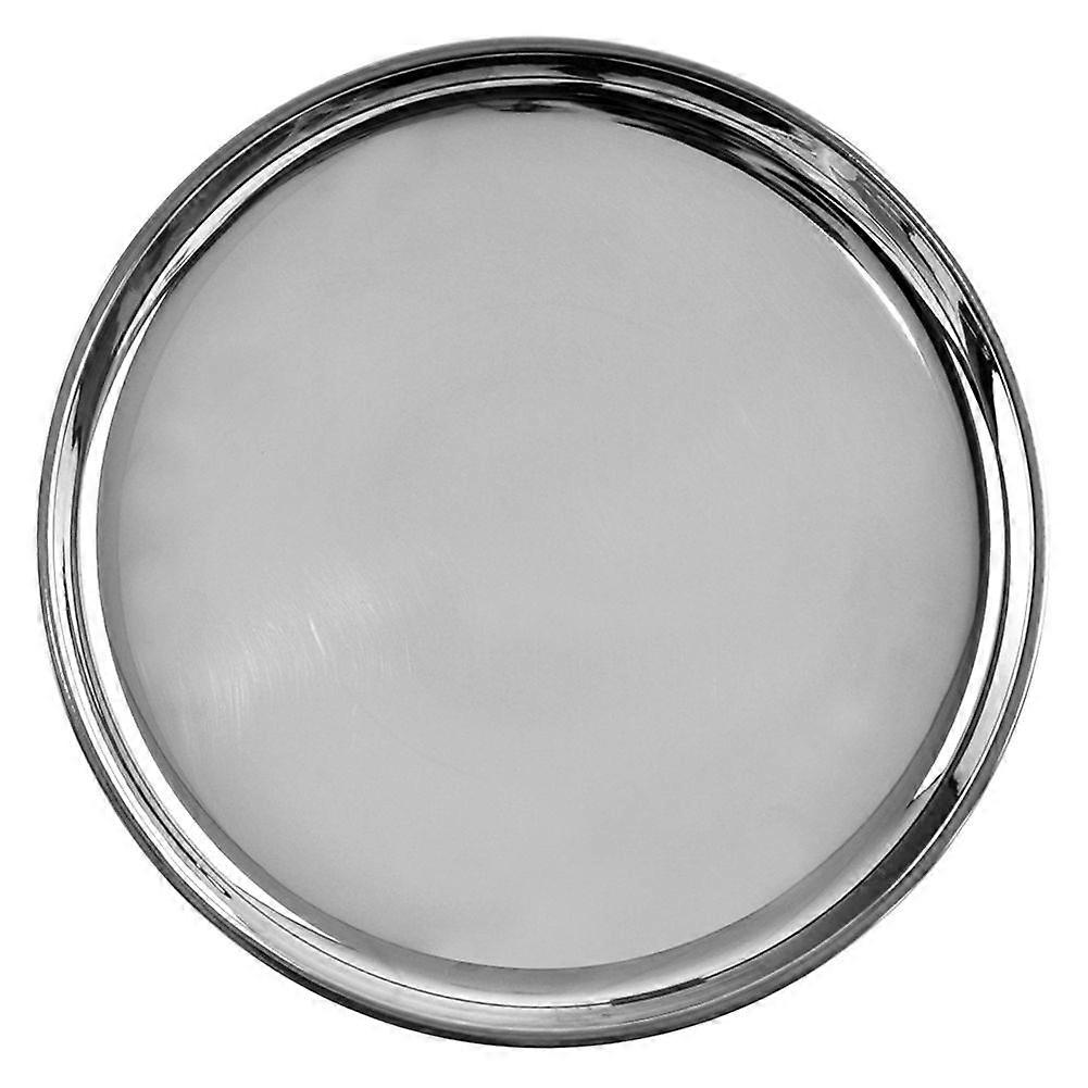 Rundt serveringsbrett i polert rustfritt stål