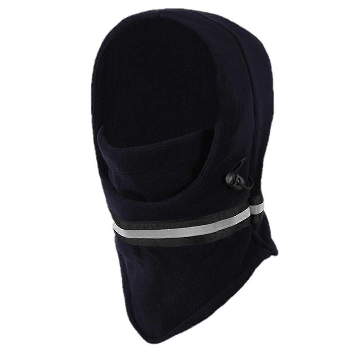 Maschera da ciclismo, cappello a strisce riflettenti di sicurezza per la guida notturna, cappuccio regolabile per sport all'aria aperta, blu navy