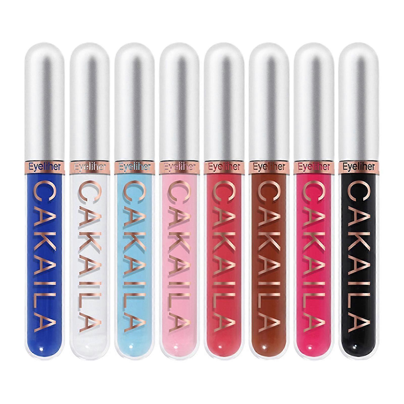 2.5ml 8 adet Cakaila Göz Astarı Su Geçirmez Çok Fonksiyonlu Yüksek Renk Oluşturma Parıltılı Sıvı Eyeliner Kalem Giyinme Odası İçin